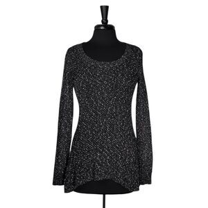 Eileen Fisher Womens Sweater Black White Linen Blend Blouse Italian Knit Top XXS